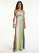 Prism Glow Halter Maxi Dress
