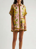 Tropical Botanical Printed Shirt & Shorts Set