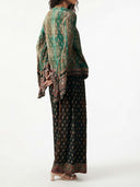 Vintage Green Paisley Print Veil Pants