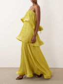 Elegant Textured Tiered Spaghetti Strap Maxi Dress