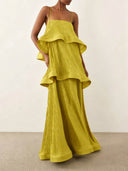 Elegant Textured Tiered Spaghetti Strap Maxi Dress