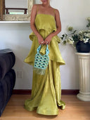 Elegant Textured Tiered Spaghetti Strap Maxi Dress