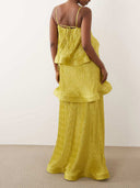 Elegant Textured Tiered Spaghetti Strap Maxi Dress
