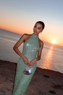 Elegant Sequined Halter Neck Maxi Dress