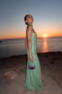 Elegant Sequined Halter Neck Maxi Dress