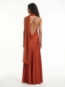 Rust Drape Cape Maxi Dress