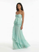 Mint Ruffle Cascade Maxi Dress
