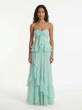 Mint Ruffle Cascade Maxi Dress