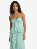 Mint Ruffle Cascade Maxi Dress