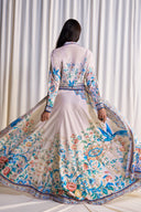 Exquisite Botanical Print Shirt & Flared Maxi Skirt Two-Piece Set