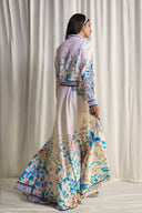 Exquisite Botanical Print Shirt & Flared Maxi Skirt Two-Piece Set