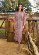 V‑Neck Batwing Top & Printed Midi Skirt Two‑Piece Set