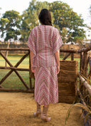 V‑Neck Batwing Top & Printed Midi Skirt Two‑Piece Set
