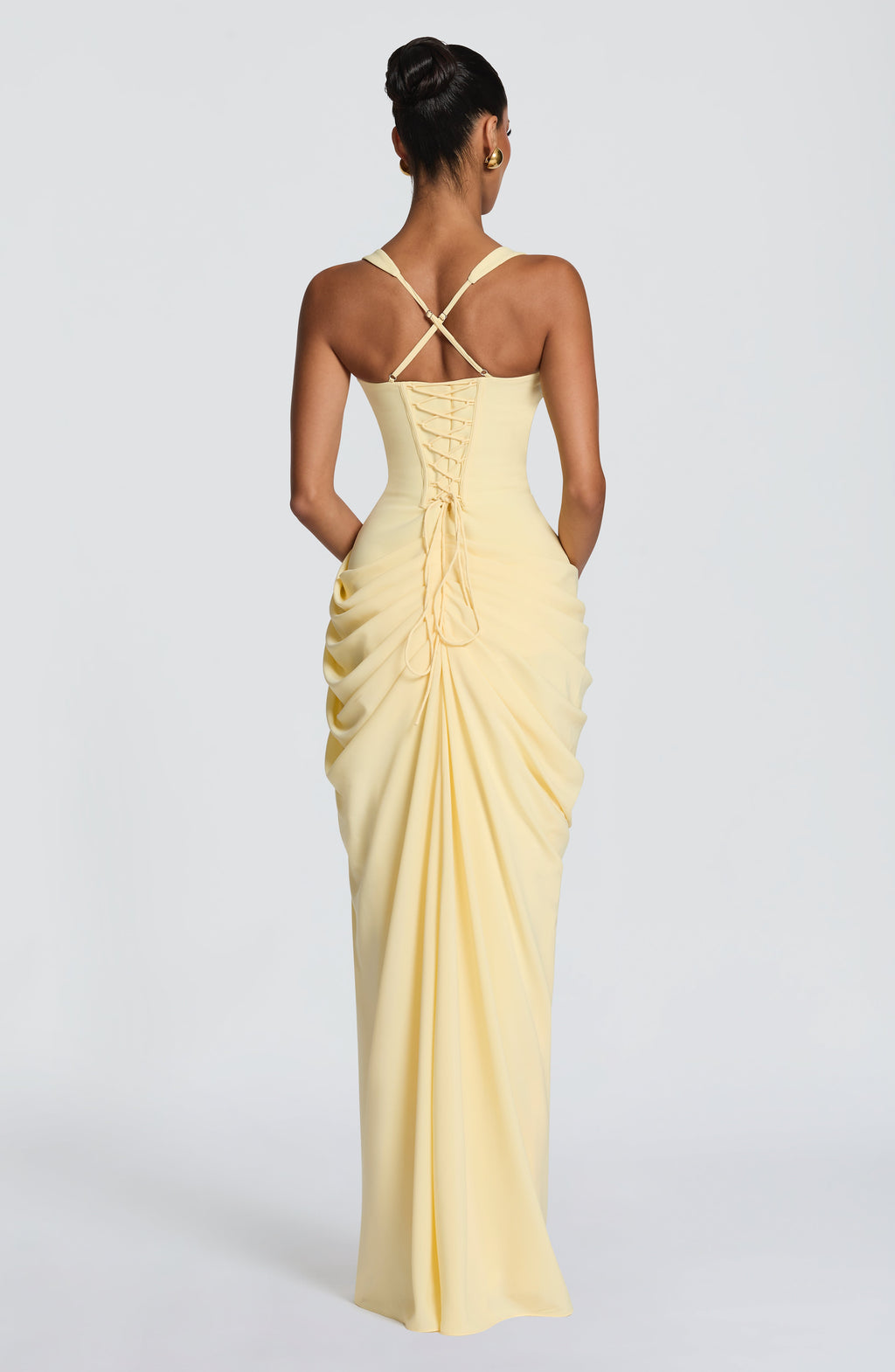 Ruched Spaghetti Strap Slit Maxi Dress