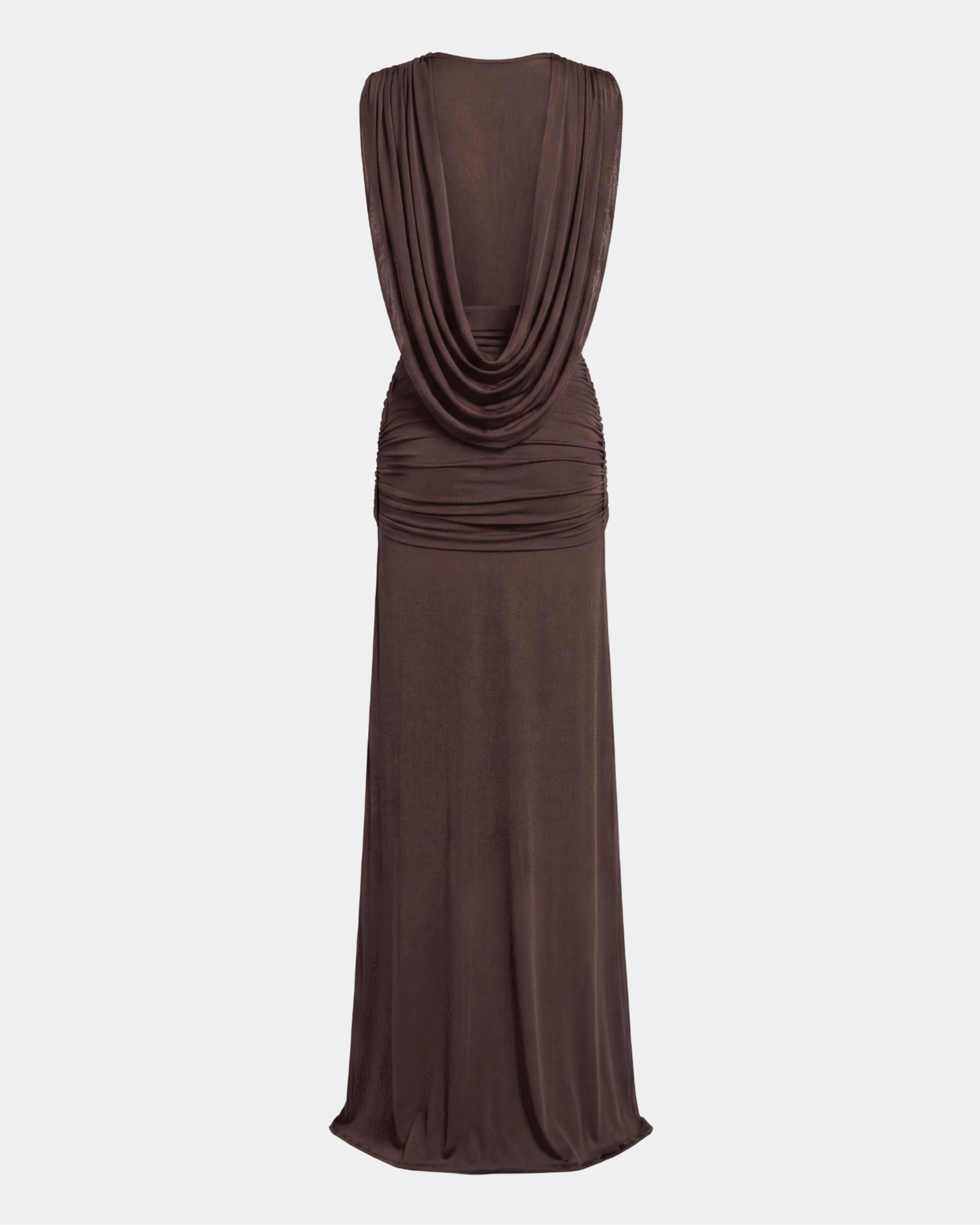 Elegant Deep V-Neck Twist Draped Sleeveless Maxi Dress