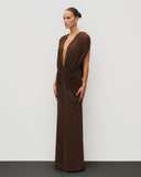 Elegant Deep V-Neck Twist Draped Sleeveless Maxi Dress