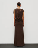 Elegant Deep V-Neck Twist Draped Sleeveless Maxi Dress