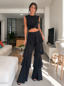 Casual Ruffle Pants Two-Piece Set