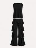 Casual Ruffle Pants Two-Piece Set