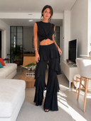 Casual Ruffle Pants Two-Piece Set