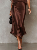 Elegant Chiffon Blouse And Satin Midi Dress Two-piece Set