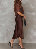 Elegant Chiffon Blouse And Satin Midi Dress Two-piece Set