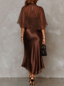 Elegant Chiffon Blouse And Satin Midi Dress Two-piece Set