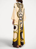 Elegant Abstract Geometric Print Kaftan Maxi Dress