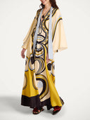Elegant Abstract Geometric Print Kaftan Maxi Dress