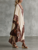 Retro Paisley Border Print Kaftan Maxi Dress