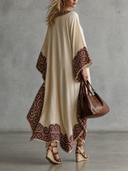 Retro Paisley Border Print Kaftan Maxi Dress