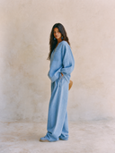 Casual V-Neck Tie-Sleeve Top & Wide-Leg Pants Two-Piece Set