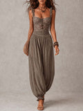 Sexy Lace Strapless Ruched Harem Pants Set
