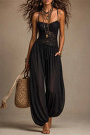 Sexy Lace Spaghetti Strap Sheer Jumpsuit