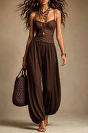 Sexy Lace Spaghetti Strap Sheer Jumpsuit