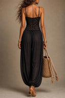 Sexy Lace Spaghetti Strap Sheer Jumpsuit