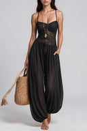 Sexy Lace Spaghetti Strap Sheer Jumpsuit
