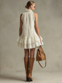 Sexy Lace Sleeveless Ruffle Mini Dress