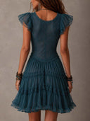 Sexy Lace Chiffon Ruffle Mini Dress