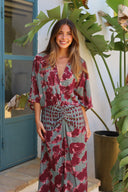 Casual Abstract Tie-Dye Print Kimono Sleeve Maxi Dress