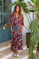 Casual Abstract Tie-Dye Print Kimono Sleeve Maxi Dress