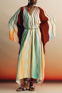 Elegant Colorful Striped Print Off-Shoulder Maxi Dress