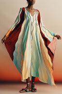Elegant Colorful Striped Print Off-Shoulder Maxi Dress