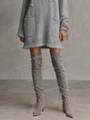 Casual Open-Knit Hooded Long Sleeve Mini Dress