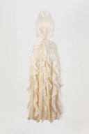 Elegant Halter Neck Ruffled Cutout Maxi Dress