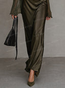 Elegant Satin Camisole Dress & Knit Cover-Up Set