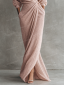 Minimalist V-Neck Knitted Maxi Dress