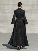 Retro Contrast Stitching Lapel Maxi Dress