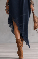 Asymmetric Off-Shoulder Turtleneck Knit Maxi Dress