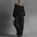 Open Knit Sweater & Wide Leg Pants Set